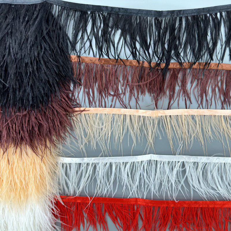 Fringe Ribbon Sewing - ริบบิ้นขนนกกระจอกเทศหลากสี 1-10 เมตร ขนาด 8-10 ซม.