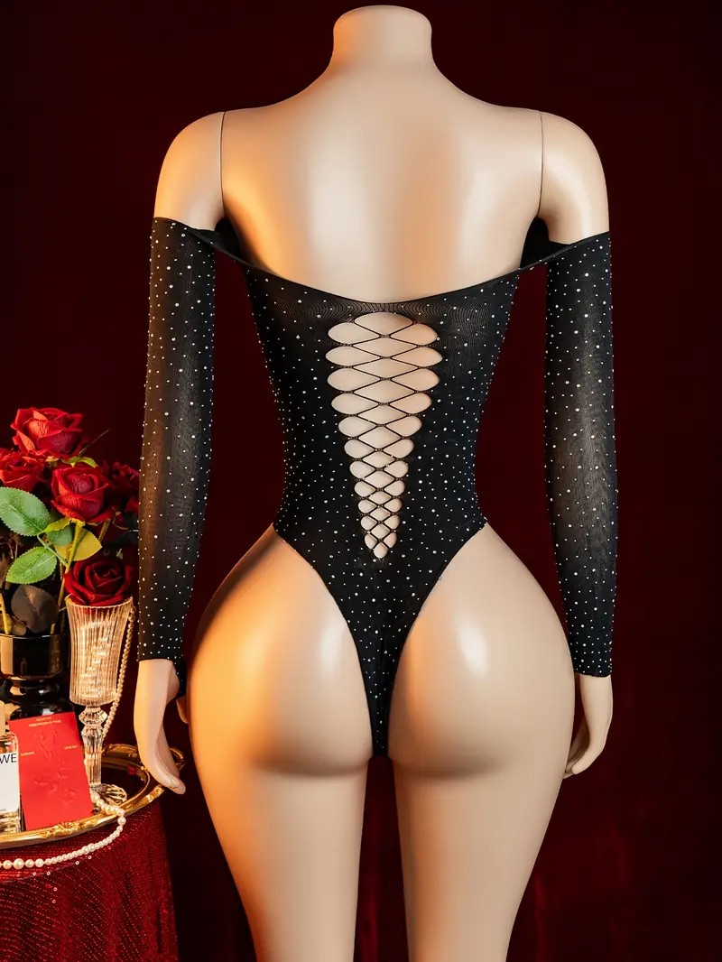 ชุดบอดี้สูทตาข่ายประดับคริสตัล - Crystal Mesh Fabric บทวิจารณ์และราคา