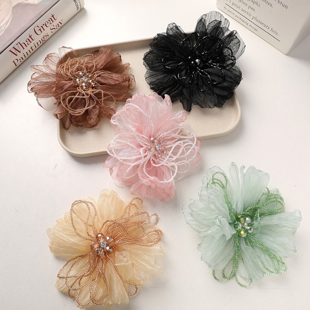 ดอกไม้ผ้าออร์แกนซ่า ปักลูกปัด  - Crystal Mesh Fabric บทวิจารณ์และราคา